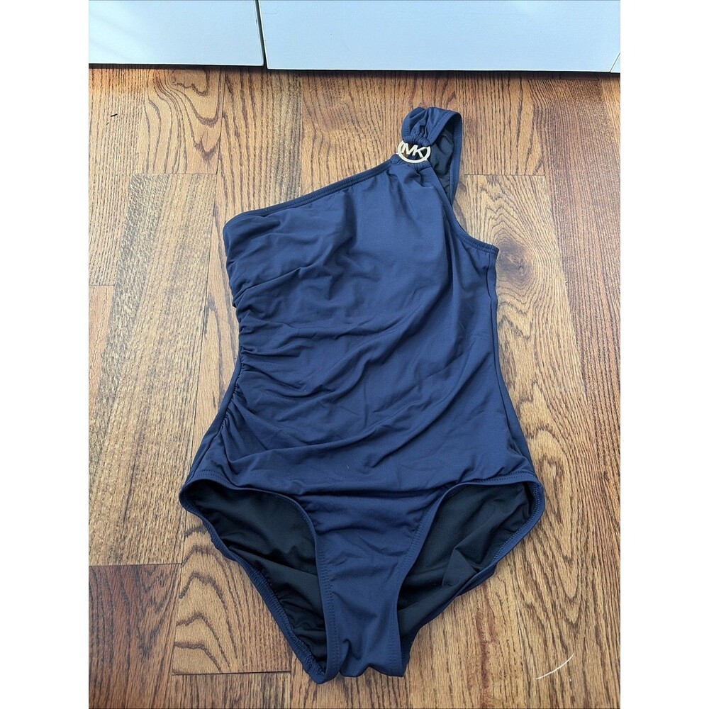 Michael Kors One Shoulder Navy One-Piece Swimsuit Women's 6